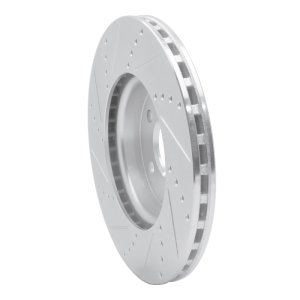 Audi A4 Brake Rotor (1) - Front Right - R1 Concepts - Drilled & Slotted - Silver - `08-`25